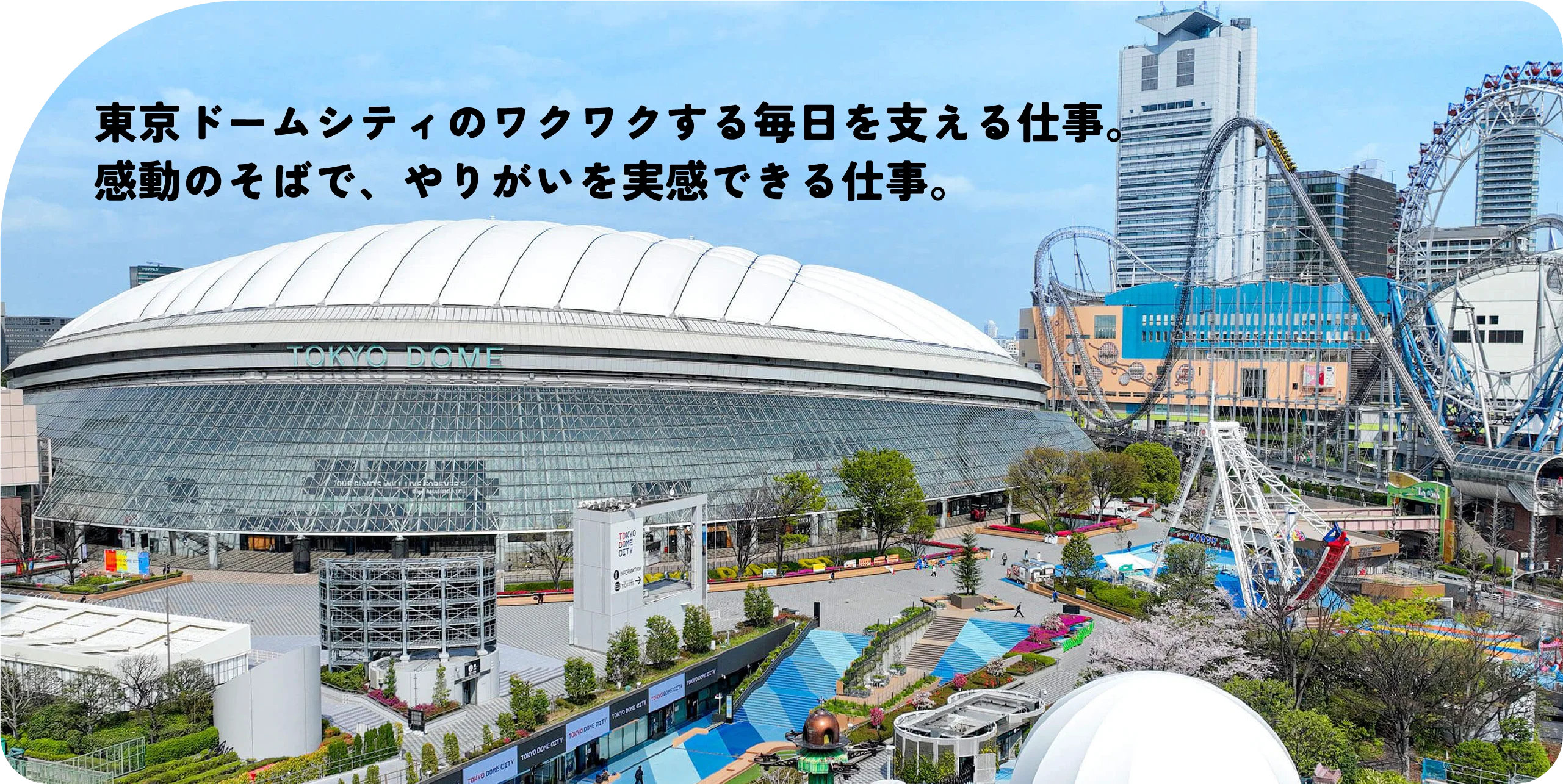 東京ドームシティのワクワクする毎日を支える仕事。
感動のそばで、やりがいを実感できる仕事。